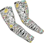 [FSCEV] Comic Ar Sun Protection Arm Sleeves Outdoor Essentials Cooling Compression Golf Hiking Cycling