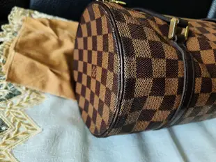 真品LV LOUISVUITTON 棋盤格圓筒包 手提包