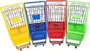 ERINGOGO 4Pcs Mini Supermarket Handcart Models Small Shopping Cart for Storage Desktop Ornaments Mini Cart with Handles and Rolling Wheels