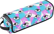 [sanluoli] Hair Tools Travel Bag with Removable Heat Resistant Mat Portable Hair Styling Tool Organizer Eyes Geometric Fashion Women Essentials Storage