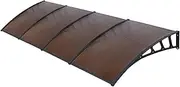 Instahut Window Door Awning Canopy 1.5Mx4M Brown Sheet Black Plastic Frame