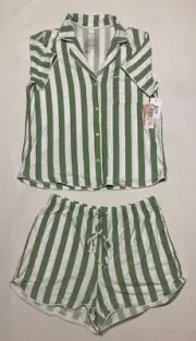 State Of Day Pajama Set Notch Collar Striped M