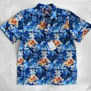 Robert Graham Shirt Mens Medium Electric Seersucker Sashiko Abstract Tile Print