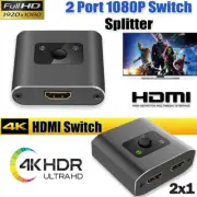 Gold Plated HDMI Switcher 2 Input 1 Output or 1 Input 2 Output for 4K HDTV PS5
