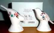 Lenox Sprig & Vine Bird Salt & Pepper Porcelain Shakers Set Florals Embossed New