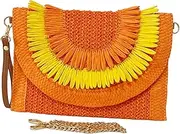[Vaveren] Bohemian Handmade Woven Envelope Bag with Metal Shoulder Chain for Daily Outings