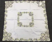 Embroidered Green Rose 42x42" Square Embroidery Tablecloth Side end Table Cover