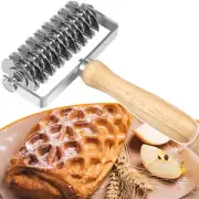 Lattice Cutter Stainless Steel Dough Roller with Wooden Handle Professional☬