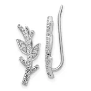 14k White Gold Real Diamond Leaf u0026 Branch Earrings