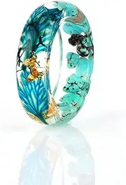 [Mulmoy] Dried Flower Resin Ring Sen Department Small Handmade Dried Flower Gold Foil Color with Epoxy Ring