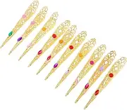 minkissy 10pcs Gold Color Diamond Nail Set Rhinestones Nail Gems Charms for Manicure Kit Random Color