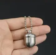 EDC Portable Pure Titanium Acorn Shape Waterproof Case Pill Box Ti Chain Pendant