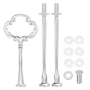 1 Set Cake Tray Stand Handle Plate Hardware, 3-Tiers Mini Sunflower Silver
