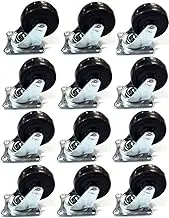 MegaDeal 12 Pack 2" Swivel Caster Wheels Rubber Base with Top Plate & Bearing Heavy Duty
