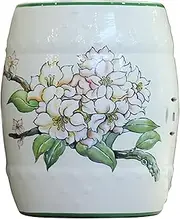 Ceramic Drum Table Decorative Garden stools, Decorative Ceramic Garden Stool, Glazed Hollow Hand-Painted Flower and Bird Shoe Changing Stool Drum Stool, Suitable for Outdoor Garden,(White)