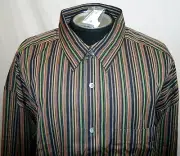Vintage NEW Geoffrey Beene Striped Button Front Shirt measured Size 18/37.5