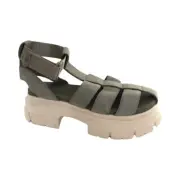 UGG Women's Ashton Strappy Moss Green Leather Platform Sandals 1137410