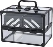 kokiya Makeup Travel Case Vanity Case Double Opening Four Layer Large Capacity Cosmetic Storage Box Portable for Makeup Tools Women