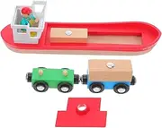 ORFOFE 1 Set Wood Train Track Set: Wooden Train Boat Kit Immersive Play Expandable Track Layout for Children's Role-Playing - Birthday Present for Boys and Girls