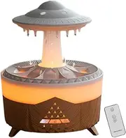 UanTii 3 in 1 Rain Cloud Humidifier Oil Diffuser Water drip Aroma Essential Diffuser 350ml Night Light Water Drop Sound for Sleeping Relaxing (Light Wood)
