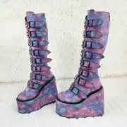 Trinity Swing 815 Reflective Cosmic Goth Knee Boot 5.5" Platform DEMONIA NY