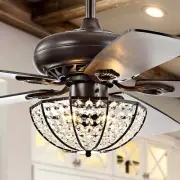 Joanna 52 3-Light Bronze Crystal LED Ceiling Fan with Remote Oil Rubbed Bronze