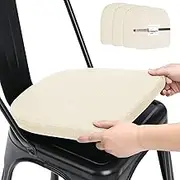 BUYUE Friendly Woven Fabric 14x14 Magnetic Cushions for Metal Chair Set of 4, Enhanced Anti-Slip Seat Pads for Dining Kitchen Café Stackable Chairs (U-Shape, Beige, 4 Counts)