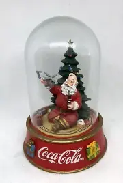 Vtg Franklin Mint 1996 Coca Cola Glass Domed “A Coke and A Smile” Santa Figurine