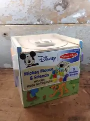 New Melissa & Doug Disney Mickey Mouse Friends Wood Shape Block Sorting Cube Toy