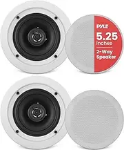 Pyle PDIC51RD in-Wall/in-Ceiling Dual 5.25-inch Speaker System, 2-Way, Flush Mount, White (Pair)