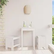 Outdoor Chair, Garden Stools 2 pcs White 40x36x45 cm Solid Wood Pine