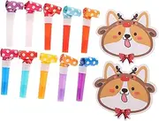 WOONEKY 10 Sets Funny Birthday Party Blowouts Blowers Noisemakers Corgi Design Portable Whistles for Adults for Celebrations Festivals Gatherings