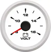 52mm Marine Boat Car Voltage Gauge Auto Voltmeter Waterproof IP67 Voltmeter Indicator with 8 Color Backlight 12V 24V Voltmeter(White 8-16V)