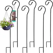 Hicarer 6 Pcs Shepherd Hooks 1/3 Thick Curled Metal Garden Hook Outdoor Shepherd Hook Stands for Wedding Garden Décor Hanging Lanterns Bird Feeders Solar Outdoor Lights