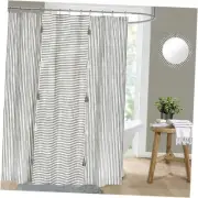 Gray and Beige Stripe Patchwork Cotton Fabric 72"W x 72"L (Pack of 1) Grey