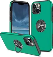 [PhoneBeat] Case for iPhone 13 Case with Ring Stand, No Fall-Off Kickstand 360° RotatableMetal Ring Compatible with iPhone, Anti-Scratch Shockproof Protective Case for iPhone 13 (Green)