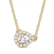 14k Yellow Gold Pear Diamond Solitaire Necklace 1/6 Cttw