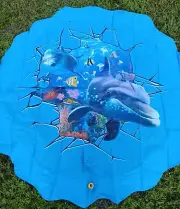 Sprinkler Splash Pad Kids Play Mat Wading Pool Summer Toddlers Outdoor Toys 68"