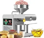820W Electric Oil Press, Nut Seed Oil Grinder, Adjustable Temperature, Suitable for Peanuts, Sunflower Seeds, Coconut, Soybeans