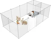 Small Animal Playpen with Door,Indoor Plastic Pet Playpen Fence for Puppies,Small Cats,Guinea Pigs,Rabbits,Hamsters Portable Kennel Crate Fence Tent (28 Panels - contain1 Door)
