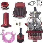 Upgrade PWK 24mm Carburetor Air Filter Intake Pipe Manifold Kit For Coleman CT200U BT200X For Baja Warrior MB200 For Predator 212cc 196cc Honda GX160 GX200 6.5hp Engine Mini Bike Go Kart Red
