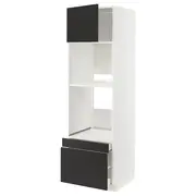 METOD / MAXIMERA hi cab f ov/combi ov w dr/2 drwrs, white/Nickebo matt anthracite, 60x60x200 cm