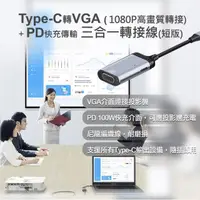 在飛比找momo購物網優惠-【ATake】Type-C 轉 VGA 1080P高畫質轉接