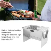 Folding Charcoal BBQ Grill Stainless Steel Mini Detachable Portable Barbecu LX