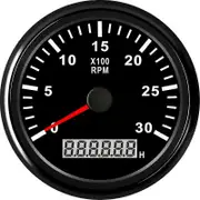 Diesel Engine Car Tachometer RPM Gauge Hour Meter REV Counter 3000RPM With Digital Hourmeter LCD Hourmeter Marine Red Backlight Black 3K RPM