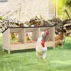 Triple Nesting Box for Chickens Wooden Coop Poultry House with Large Area