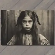 FLATCARD Weird Creepy Vintage Vibe Scary Girl Halloween Staring Unusual