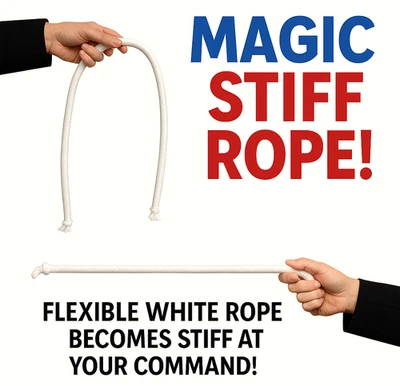 38" THICK COMEDY STIFF ROPE Magic Trick Kids Show Clown Rigid White Funny Ghost