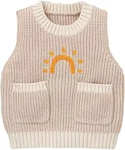 [Xiaodriceee] Baby Boy Girl Sweater Vest Sunlight Bear Embroidery Sleeveless Knitted Waistcoat Vest Infant Toddler Pullover