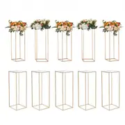 VEVOR 10PCS 31.5inch/80cm High Wedding Flower Stand, With Acrylic Laminate,Metal Vase Column Geometric Centerpiece Stands, Gold Rectangular Floral Dis